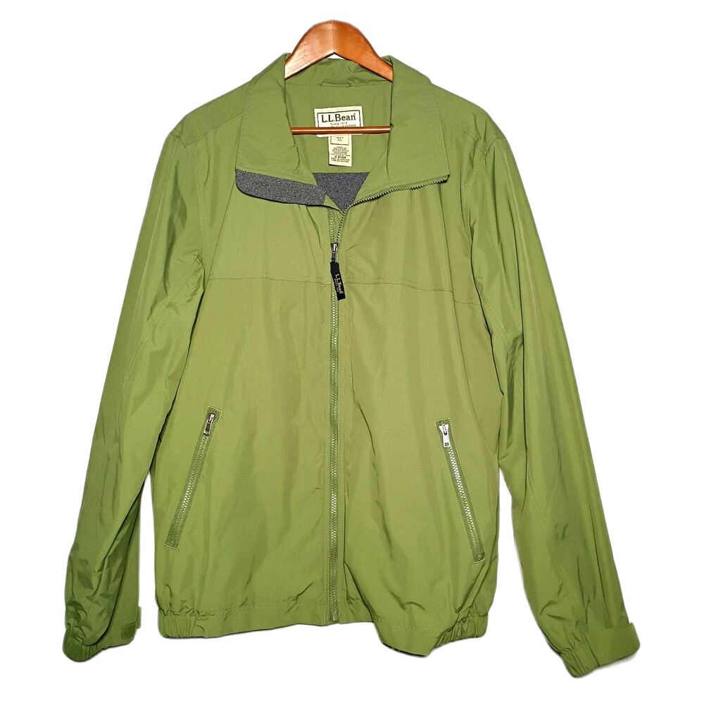 LL Bean Green Fleece Lined Medium Weight Jacket Men's XL Warm Up Full Zip O DTG6